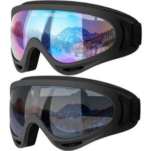 COOLOO Ski Goggles, 2 Pack Snow Goggles Snowboard Goggles for Men Women Kids -